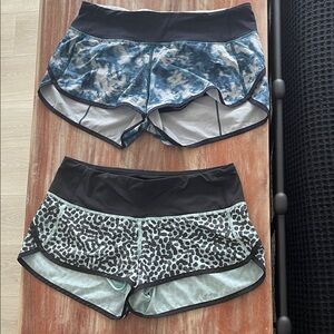 lululemon athletica Women's Athletic Shorts - Blue Pattern and Black Leopard